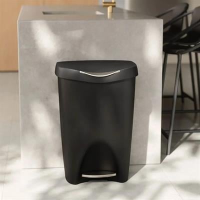 Brım Step Çöp Kovası Siyah/Nikel Mat Kenarlı 50 Lt