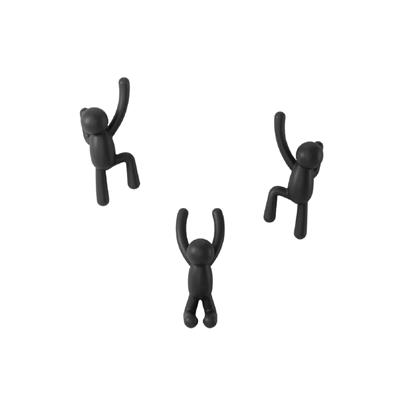 Buddy Duvar Kancaları, 3lü Set Siyah Renk