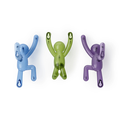 Buddy Pın-Poınt Duvar Kancaları, 3lü Set Çok Renkli