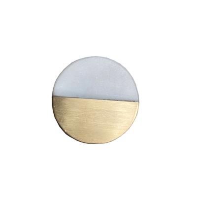 Beyaz/Mat Sarı Düğme Kulp Çap 38 mm