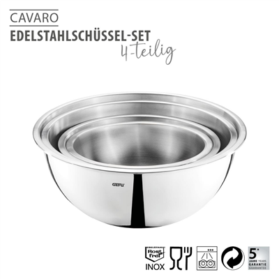Cavaro Paslanmaz Çelik Kase Seti 4 Parça 1 L - 1,5 L - 2,7 L - 3,5 L