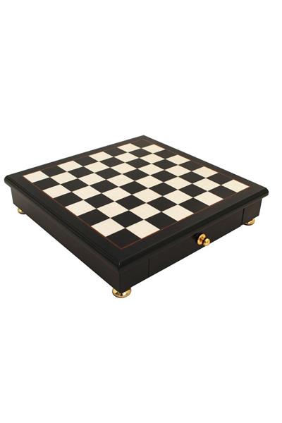 Çekmeceli Parlak Ahşap Satranç Tahtası - 32X32Xht.6 Cm - Kutu: 3,5 Cm