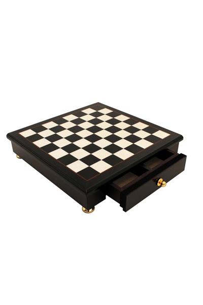 Çekmeceli Parlak Ahşap Satranç Tahtası - 32X32Xht.6 Cm - Kutu: 3,5 Cm