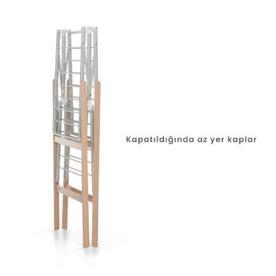 Cıak Katlanabilir Ahşap Çamaşır Kurutmalık Ceviz Rengi
