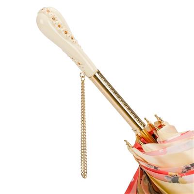 Swarovski®Kristal Saplı Vintage Çiçek Desenli Çift Kumaş Şemsiye 93 cm