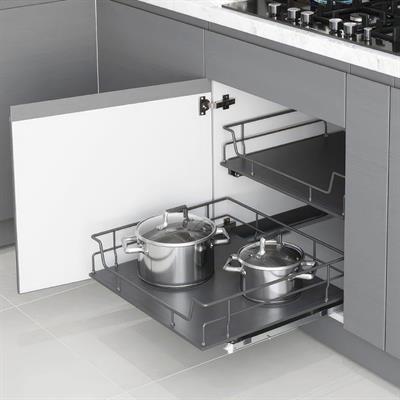 Çift Açılım Gizli Raylı Ahşap Tablalı Bağımsız Çekmece Antrasit Renk