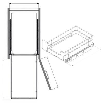 Çift Açılım Gizli Raylı Ahşap Tablalı Bağımsız Çekmece Antrasit Renk