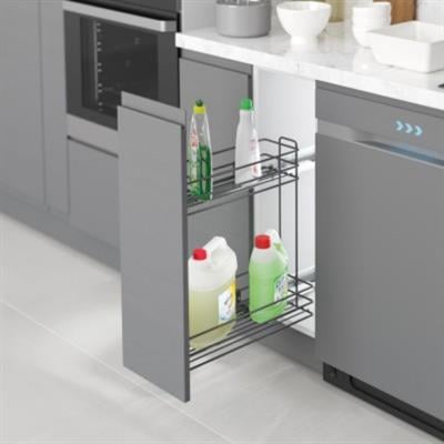 Çift Açılım Gizli Raylı Tel Deterjanlık Sol Antrasit Renk