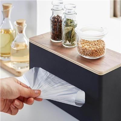 Çift Taraflı Mendil Kutusu Siyah/Ahşap