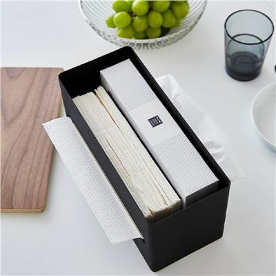 Çift Taraflı Mendil Kutusu Siyah/Ahşap