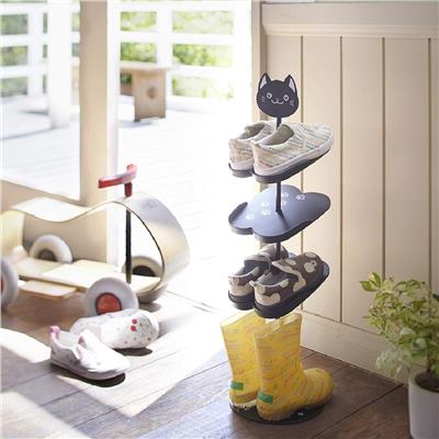 Çocuklar İçin Ayakkabı Rafı Siyah (Kedi) Y:67 cm