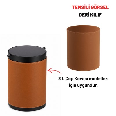 Çöp Kovası Deri Kılıfı Terracotta