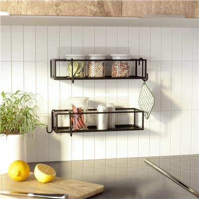 Cubiko 2li Siyah Yapışkanlı Duş Rafı