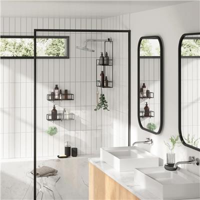 Cubiko 2li Siyah Yapışkanlı Duş Rafı