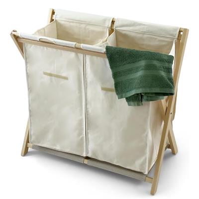 Daffy Katlanabilir 2li Ahşap Çamaşır Sepeti  Naturel
