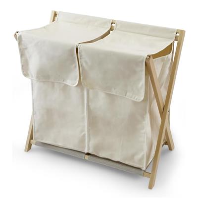 Daffy Katlanabilir 2li Ahşap Çamaşır Sepeti  Naturel