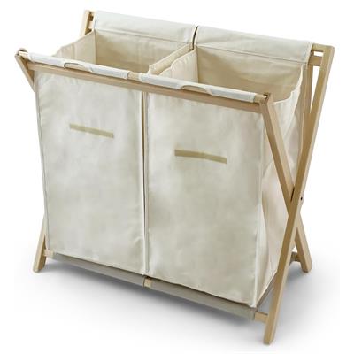 Daffy Katlanabilir 2li Ahşap Çamaşır Sepeti  Naturel