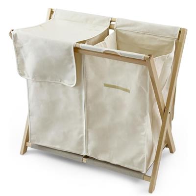 Daffy Katlanabilir 2li Ahşap Çamaşır Sepeti  Naturel