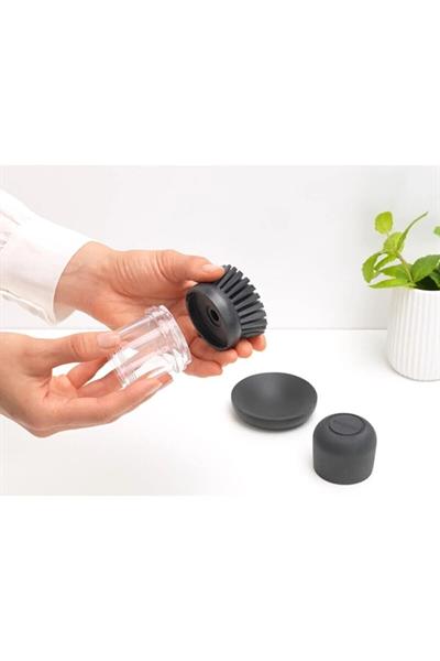 Dark Grey Sabun Hazneli Bulaşık Fırçası