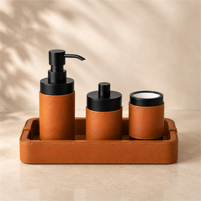 Deri Dikdörtgen Tepsi Terracotta
