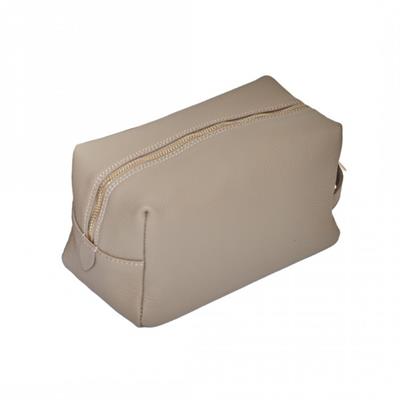 Deri Makyaj Çantası Taupe 16X22X11