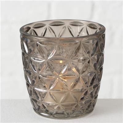 Desenli Cam Tealıght Tutucu 7 Cm