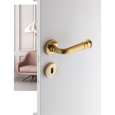 Despına Rozetli Kapı Kolu Takımı Altın Renk