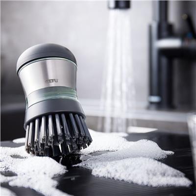 Deterjan Dağıtıcılı Bulaşık Yıkama Fırçası 10 cm (Şeffaf Deterjan Kab 50 Ml)