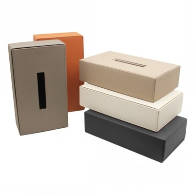 Dikdörtgen Deri Selpak Mendil Kutusu – Taupe