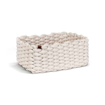 Dikdörtgen Sepet M Orta Boy Kırık Beyaz 35x25x14 cm