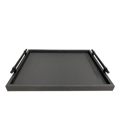 Dimante Deri Kaplı Tepsi – Siyah (38 × 50 cm)