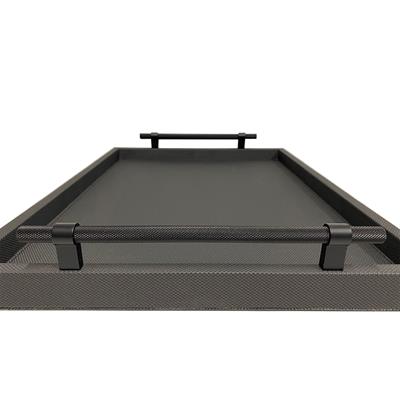 Dimante Deri Kaplı Tepsi – Siyah (38 × 50 cm)