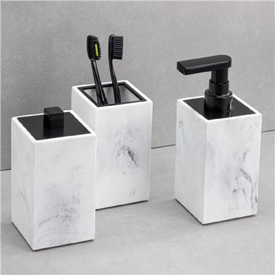 Diş Fırçalığı/Sıvı Sabunluk Mermer Deseni/Siyah Renk 189X88X146 Mm