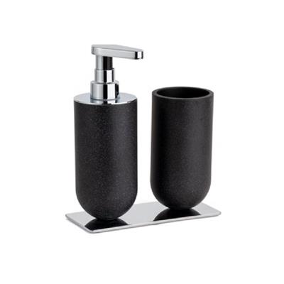 Diş Fırçalığı/Sıvı Sabunluk Siyah/Krom Renk 206x89x170 mm