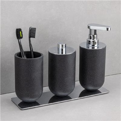 Diş Fırçalığı/Sıvı Sabunluk Siyah/Krom Renk 206x89x170 mm