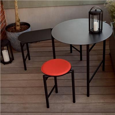 Disk Tabure Siyah Çelik 45 cm - Çap 33 cm