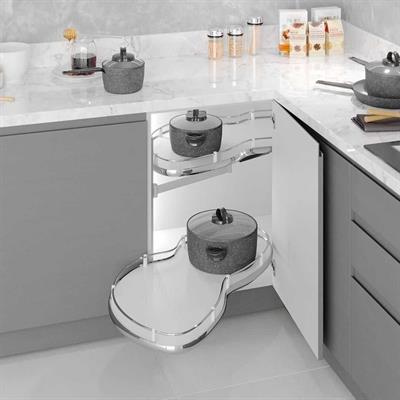 Döner Tablalı Körköşe Mekanizması (Fasulye) Sağ Krom Renk