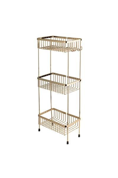 Diktörtgen 3Lü Ayaklı Duş Rafı Altın Renk 27.3 cm