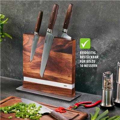 Enno Manyetik Bıçak Bloğu Yüksek Kaliteli Paslanmaz Çelik/Ceviz Ağacı