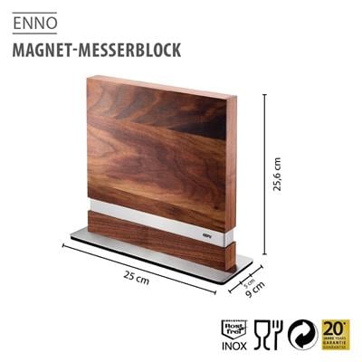 Enno Manyetik Bıçak Bloğu Yüksek Kaliteli Paslanmaz Çelik/Ceviz Ağacı