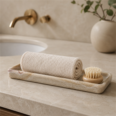 Era - Doğal Mermer Görünümlü Reçine Banyo Tepsisi