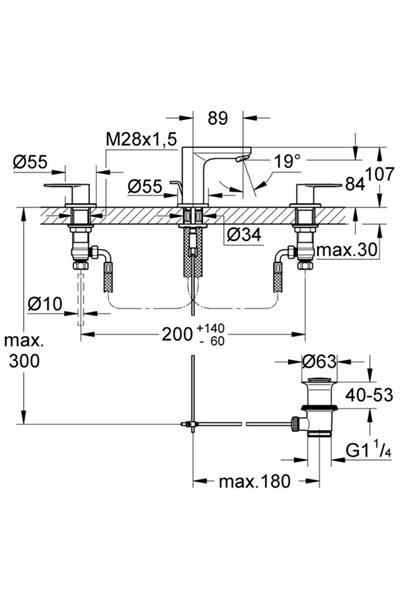 Eurosmart Cosmo 3 Delikli Lavabo Bataryası