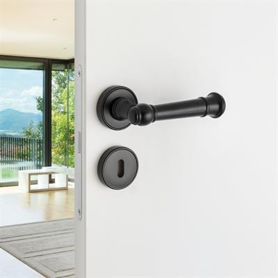 Fıgaro Rozetli Kapı Kolu Mat Siyah Renk