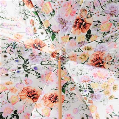 Fiori Di Campo İşlemeli Pirinç Saplı Çift Kumaş Şemsiye 93 cm