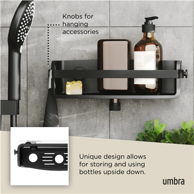 Flex Yapışkanlı Banyo Duş Rafı Siyah 32.7 cm