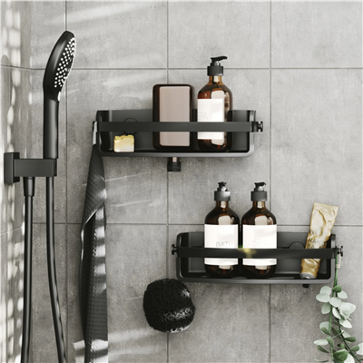 Flex Yapışkanlı Banyo Duş Rafı Siyah 32.7 cm
