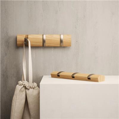 Flip 3Lü Duvar Kancası Doğal-Nikel 30x6x3 cm