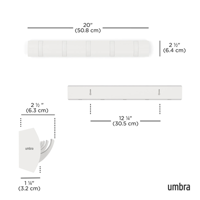 Flıp Duvara Monte Beyaz 5Li Askılık  51 cm