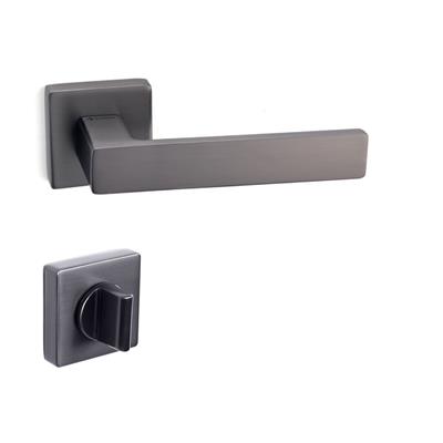 Fosil Rozetli Kapı Kolu Takımı Füme Renk