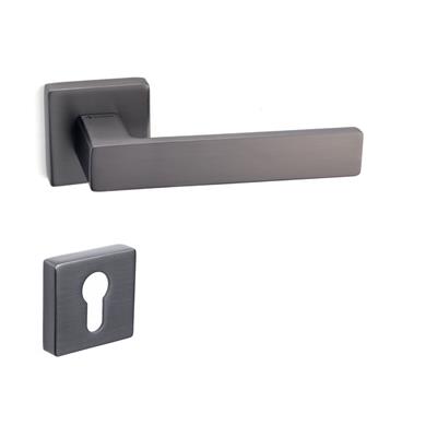 Fosil Rozetli Kapı Kolu Takımı Füme Renk